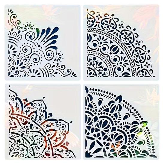 Набор трафаретов для рисования 11,8 дюйма Большие многоразовые ПВХ шаблоны с геометрическими и цветочными узорами Декоративный настенный трафарет для DIY искусства и домашнего декора