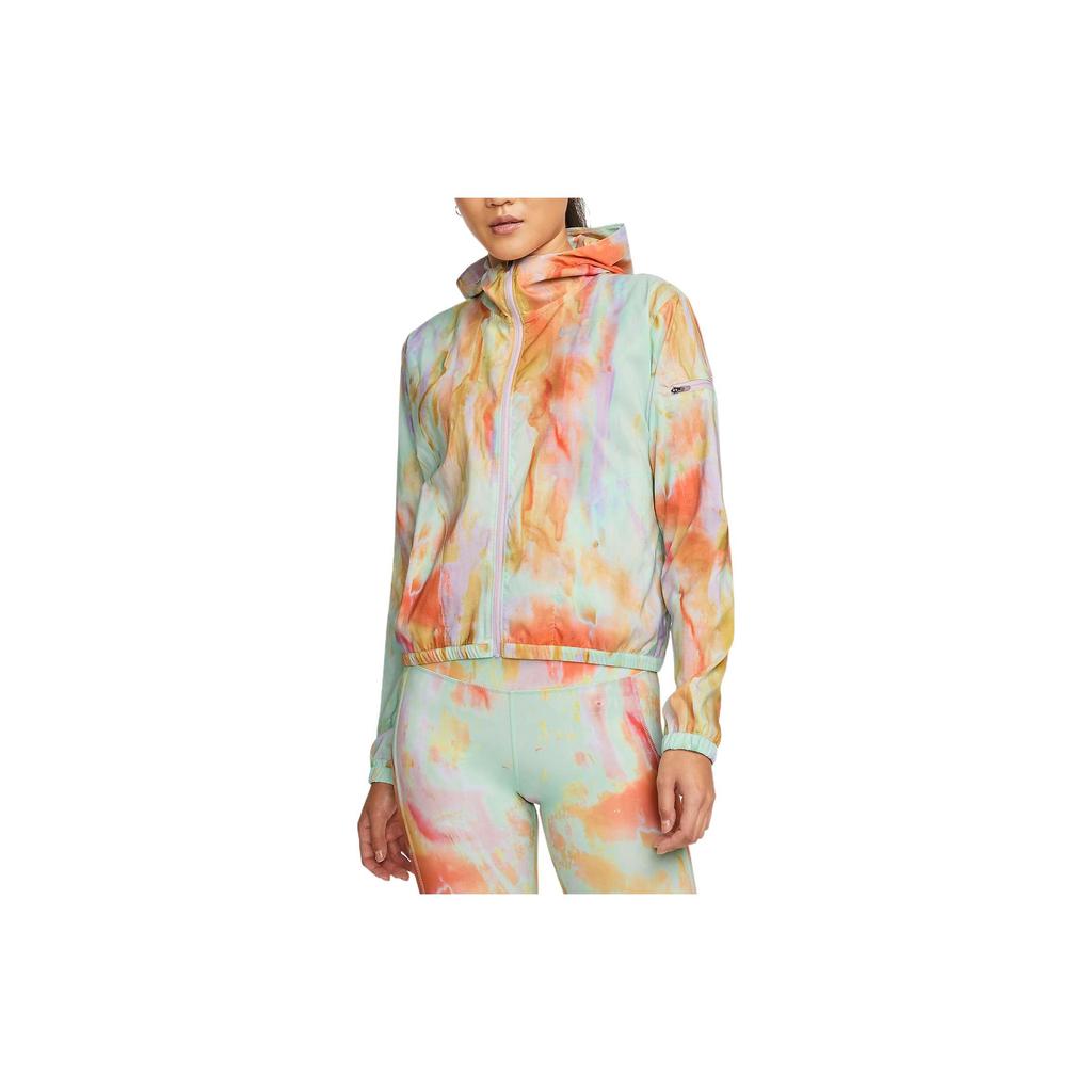 Nike Lightweight Tie-Dye Effect Zip-Up Hooded Jacket Women Jackets Foam-Mint-Green DM7712-379