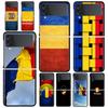 Чехол для телефона Samsung Galaxy Z Flip 3 4 5 6 7 Складной Черный Корпус Для Samsung Z Flip4 Flip5 ПК Жесткая Крышка Флаг Румынии