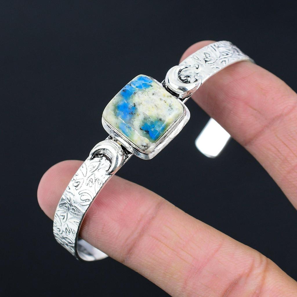 День сестер Распродажа Серебро 925 пробы Натуральная яшма К2 Жена Браслет Полумесяц