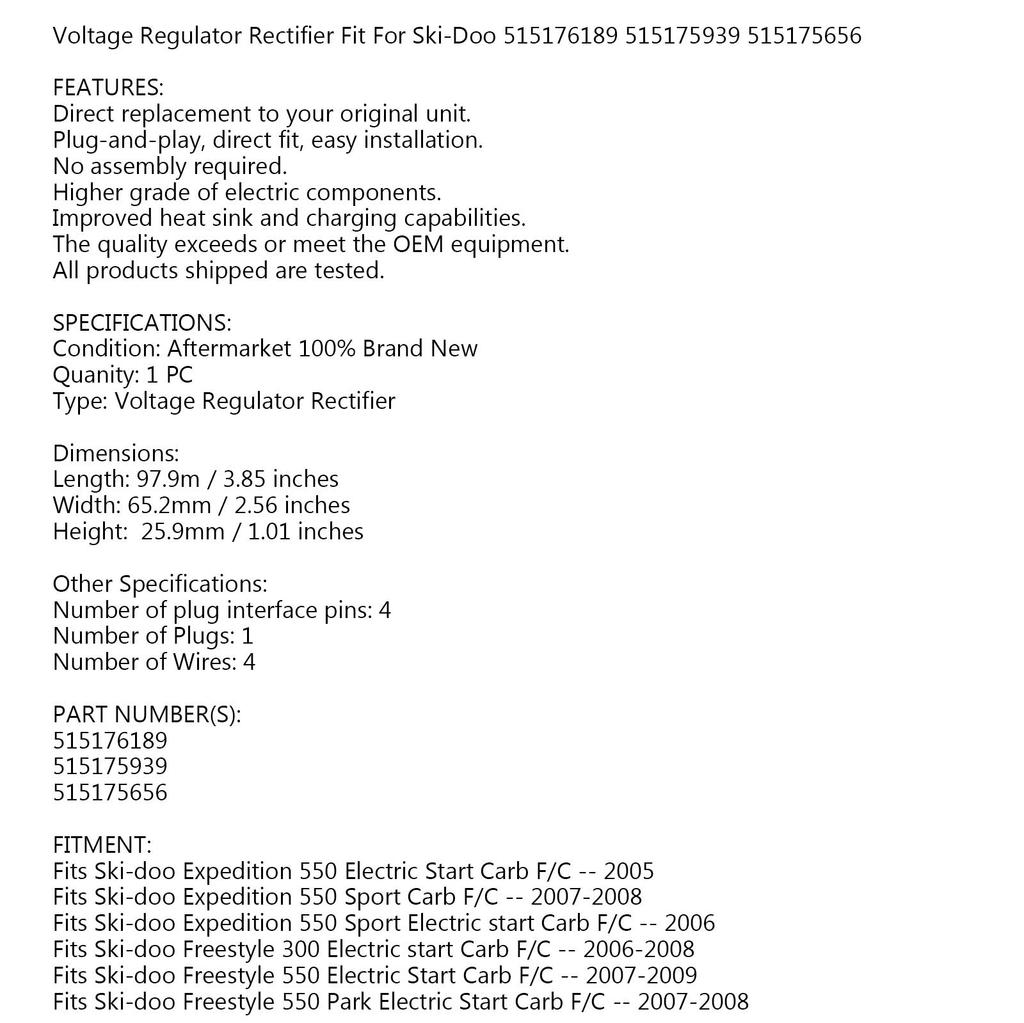 Регулятор напряжения для Ski-Doo 550 Carb L/C LT 515176189 515175939 515175656