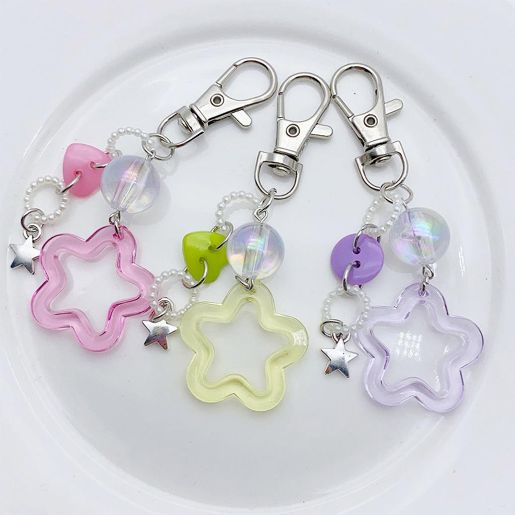 Colorful Star Shaped Keychain Five-Pointed Star Keyring Bag Charm Detachable Phone Charm Pendant for Fashion Enthusiasts