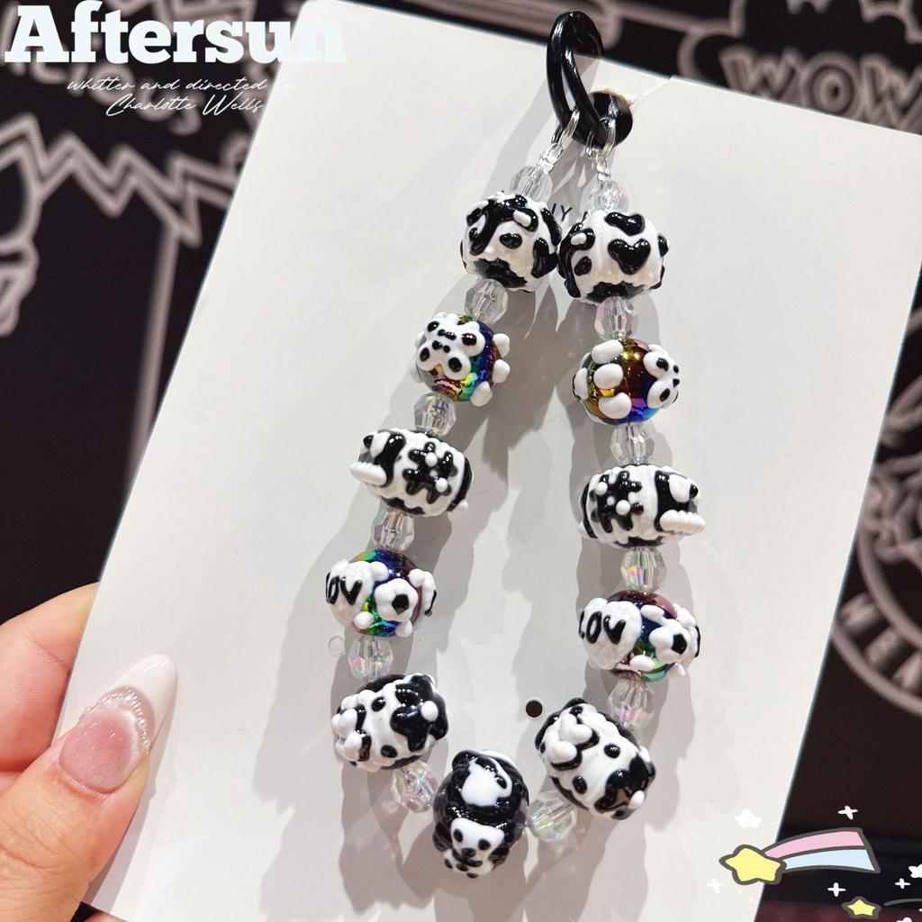 Расписанный вручную бисерный шнурок для телефона и брелок-шарм