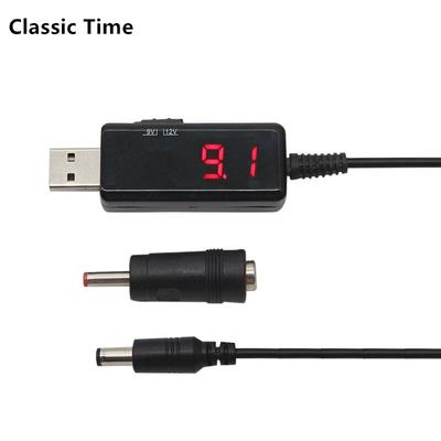 Кабель преобразователя USB в постоянный ток от 5 В до 9 В 12 В, регулируемое напряжение, Вольт, светодиодный дисплей, трансформатор, регулятор мощности постоянного тока с шнуром переключателя