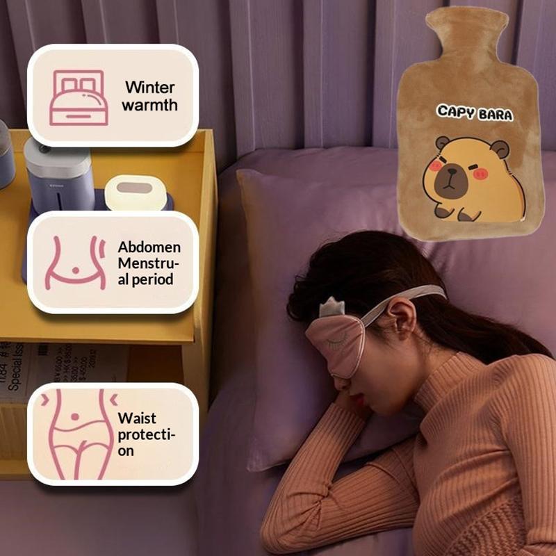 300/500/1000 мл Милая мультяшная капибара Бутылка для горячей воды Наполнение водой Маленькая портативная Студенческая грелка для рук Милый мягкий теплый мешок для воды