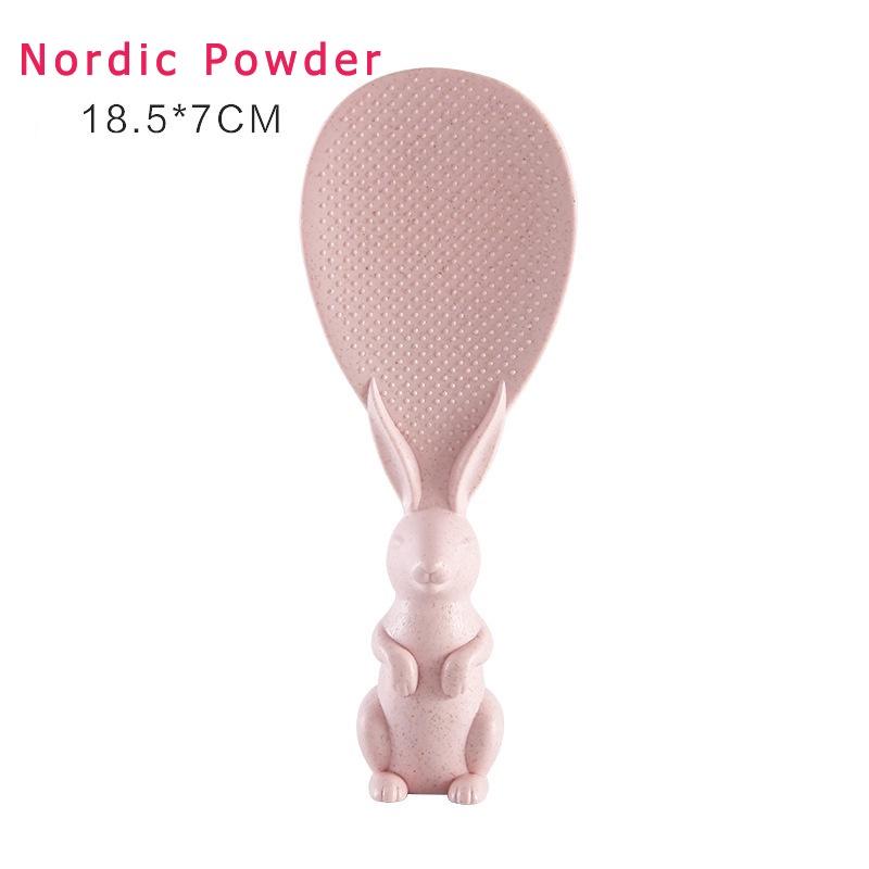 Креативная вертикальная форма кролика Большая ложка для риса из пшеничной соломы с антипригарным покрытием