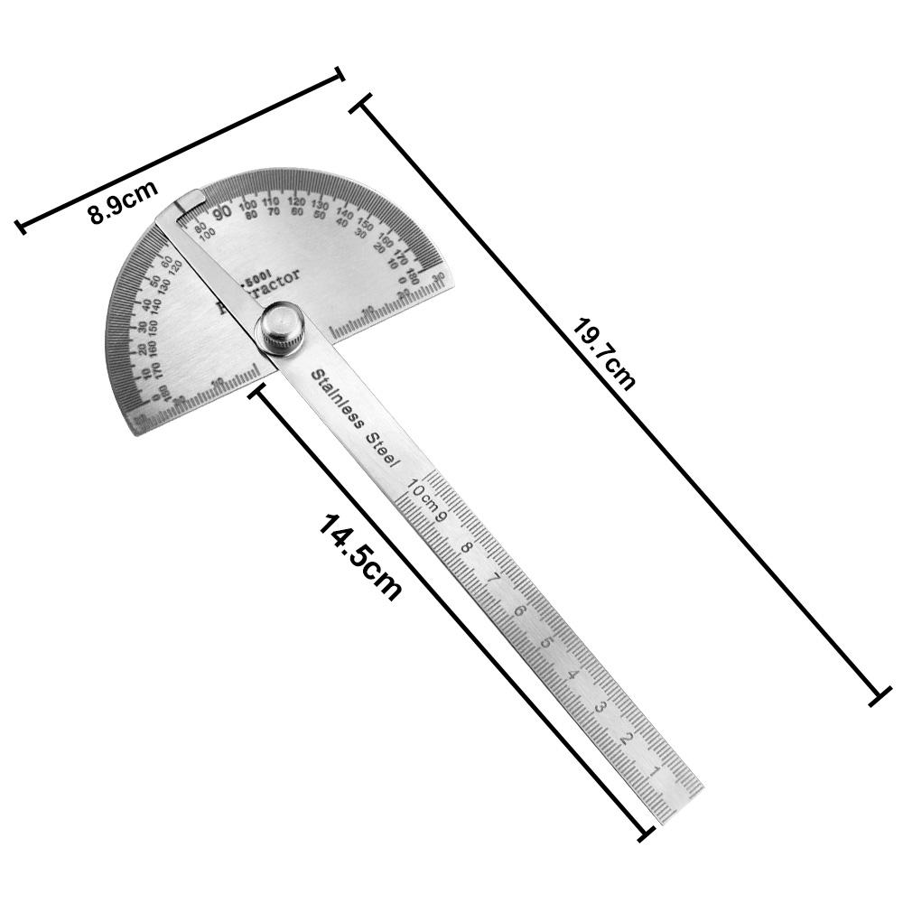 Rotary Measuring Ruler Metal Angle Finder For School Office 180 Degree Protractor Stainless Steel Woodworking Tools Goniometer Angle Ruler