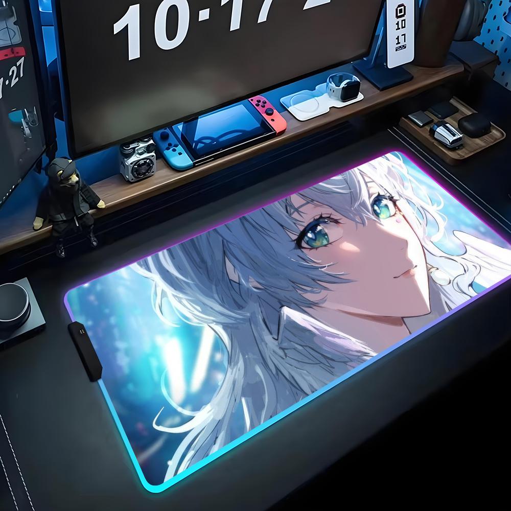 Robin honkai Коврик для мыши RGB Игровой коврик для мыши Большой светодиодный коврик Настольный коврик для ПК Светящийся коврик для мыши Большие коврики для клавиатуры Настольный ковер С подсветкой