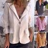 Женский пиджак с лацканами и V-образным вырезом, длинный рукав, однотонный пиджак, весна-осень