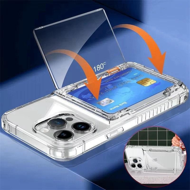 Чехол для телефона с держателем для карт для iPhone 15 14 16 13 12 11 Pro Max Прозрачный чехол-подставка для iPhone15 16 pro Max