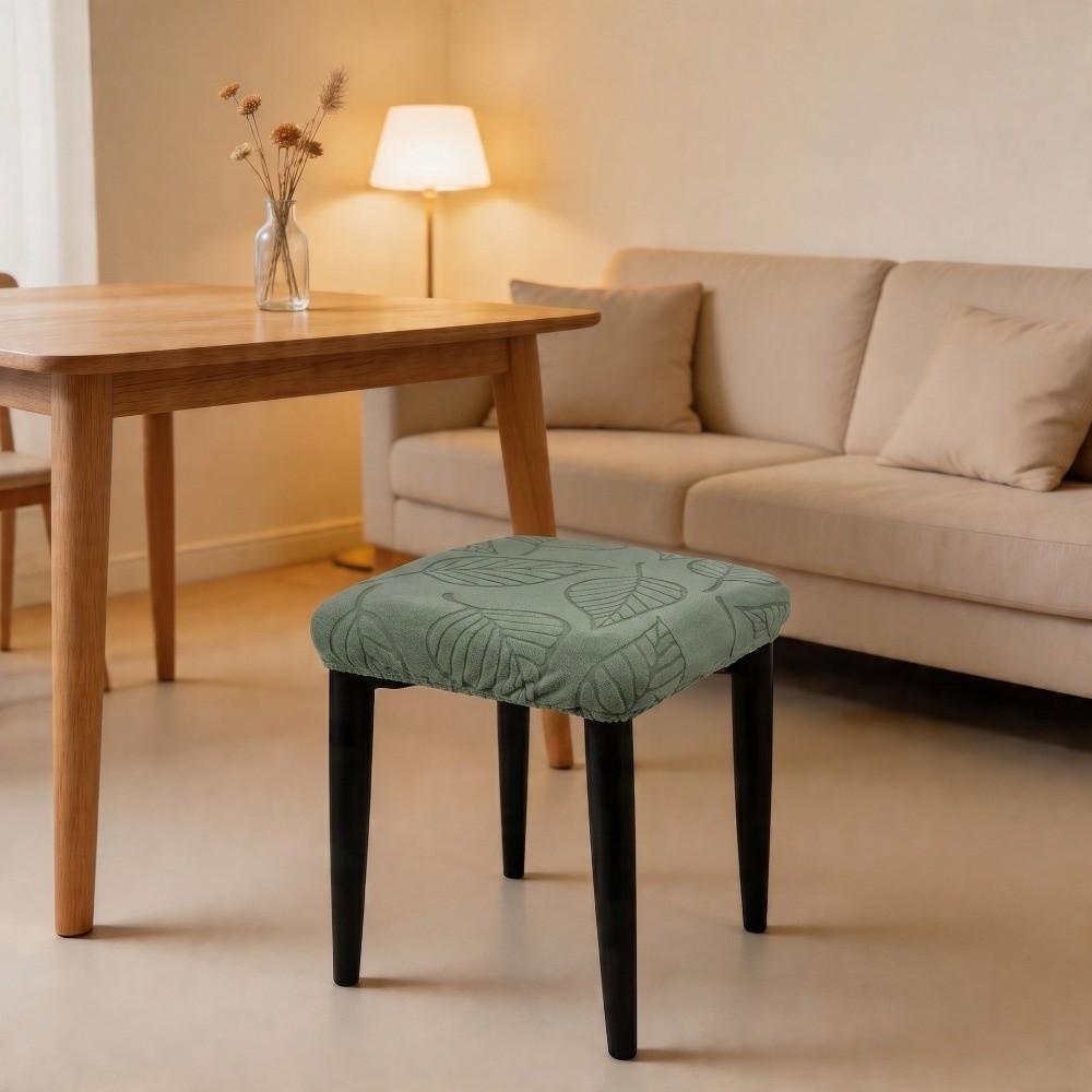Solid Color Chair Seat Cover Leaf Stool Cover Universal Fiit Stool Case for Square Chairs