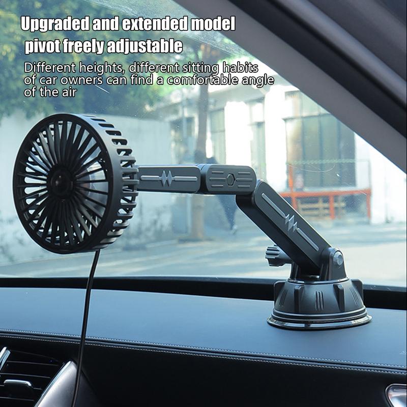 Portable Car Fan Lightweight Suction Cooler For Vehicle 3 Speed Adjustable Fan With Rotating Head For Car Camping Travel