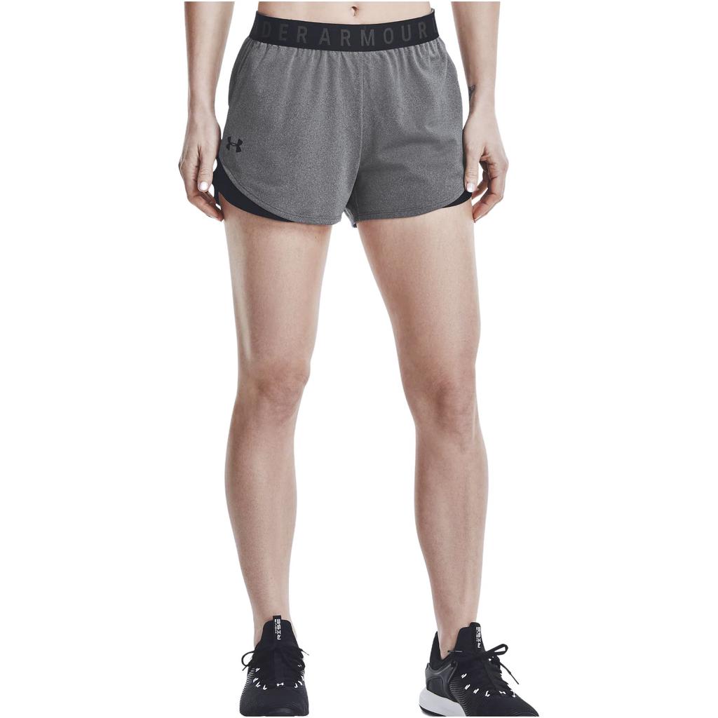 Under Armour Solid Color Straight Leg Letter Print Shorts Women Shorts Gray 1344552-090