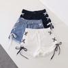 Denim Shorts Women's Summer Korean Style High Waist Students Loose and Thin Large Size Bandage Wide Leg Shorts Trend Y2k Rave