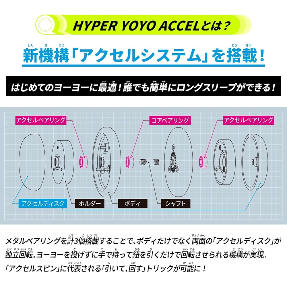 Bandai Гипер Йо-йо Accel Origin - Грязно-желтый - Высокопроизводительное игрушечное йо-йо с прочной конструкцией и плавным вращением