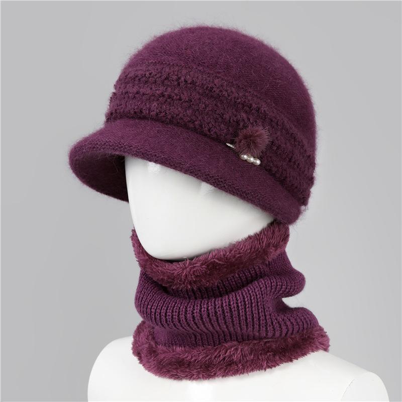 Old Man Hat Female Grandma Quarter Mother Mother-In-Law Knitted Wool Hat Rabbit Fur Warm Old Lady