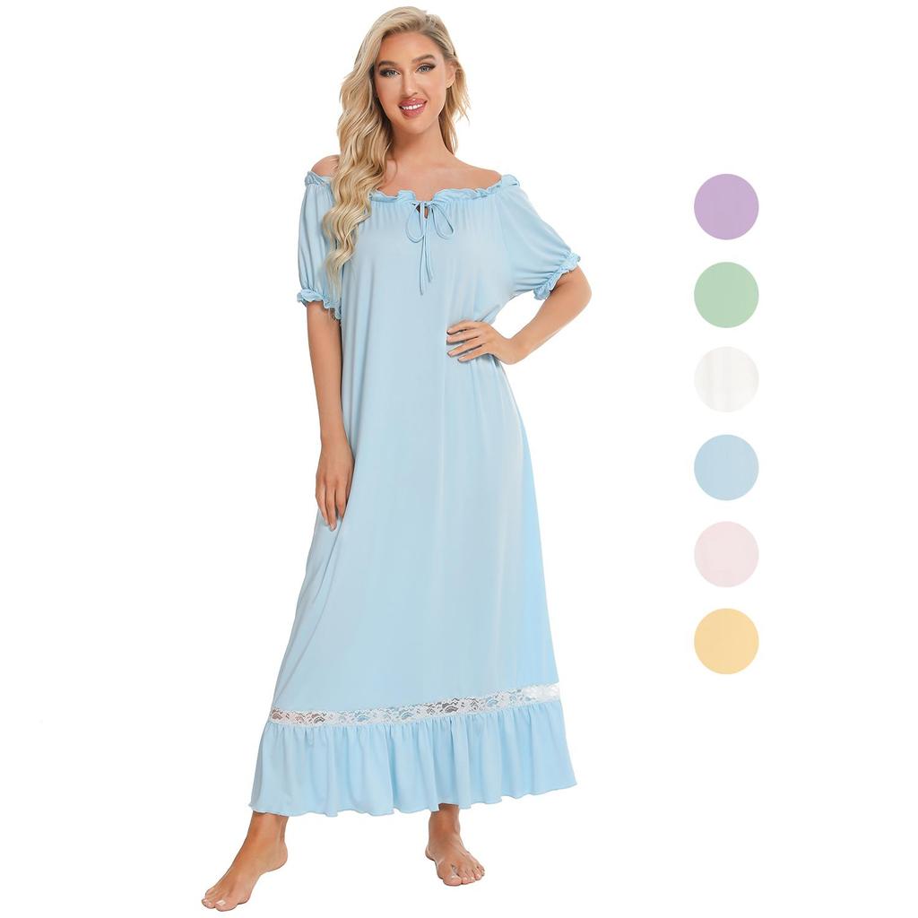 Pajamas for Women Short Sleeve Night Sleep Dress Comfy Loose Casual Lounge Wear Spring Summer Autumn Nightgowns
