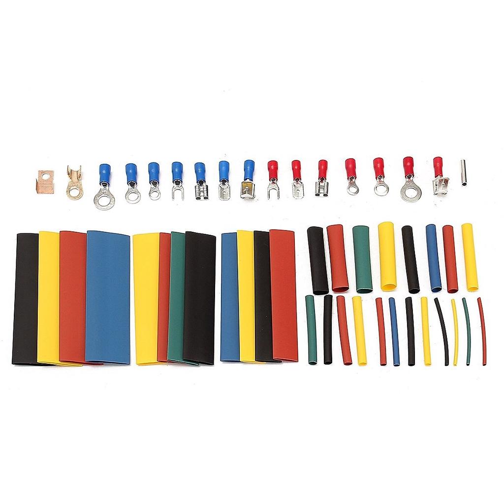 350 шт., обжимные клеммы для проводов, соединители + 328 шт., набор термоусадочных трубок из полиолефина 2:1 в ассортименте, изолированный комплект