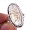 Natural Golden Rutile Gemstone Handmade 925 Solid Silver Jewelry Ring S.6 K7K49
