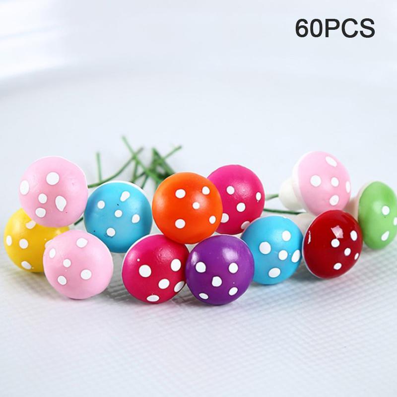 60Pcs Artificial Mini Mushroom Fairy Garden Moss Resin Crafts Garden Decor