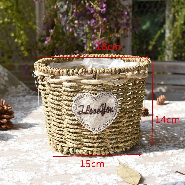 Пасторальная скандинавская плетеная цветочная корзина-сумка для композиций из сухоцветов и горшка с суккулентом