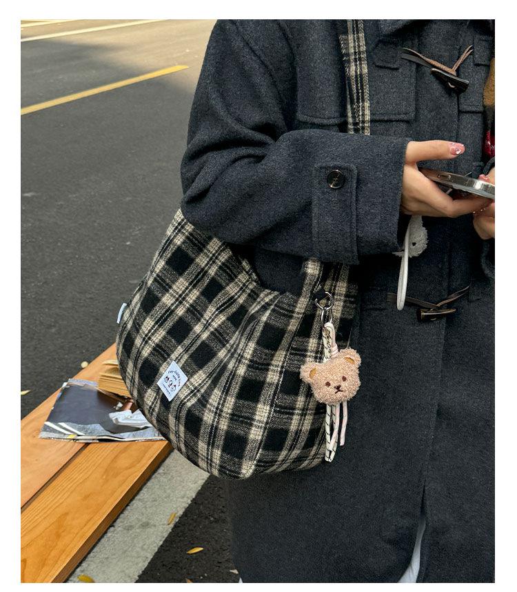 Легкая сумка-тоут в клетку в стиле ретро - Универсальная, большой вместимости для учебы, покупок или поездок на работу