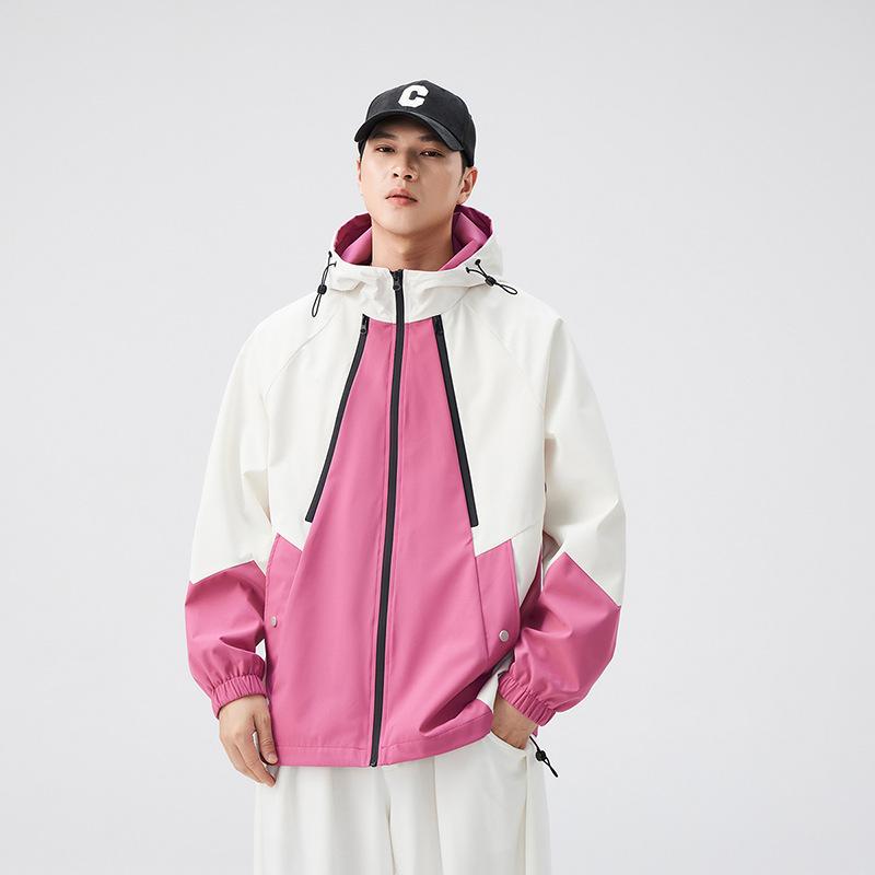 Color Matching Jacket Loose Contrasting Color Splicing Trend Casual Outdoor Windproof Jacket Hooded Jacket New In Spring and Autumn