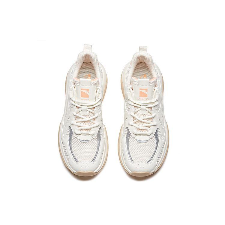 Anta Сетчатые синтетические кожаные амортизирующие нескользящие износостойкие легкие низкие туфли для папы женские кроссовки Oat-Gray 922027033-2