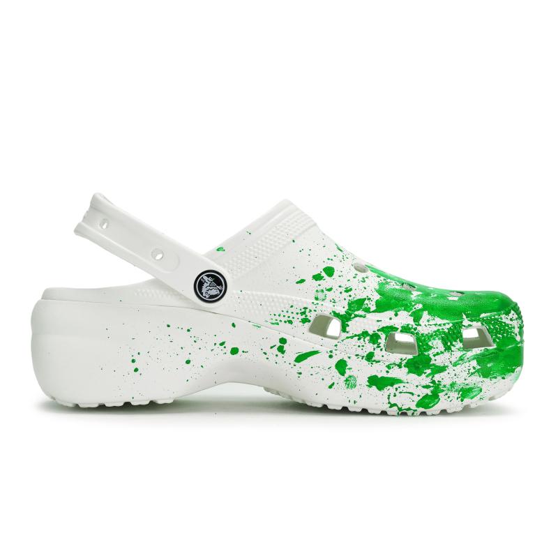 Crocs Классические клоги 811 Сделано в Гармонии Live Специальная обувная коробка Брызги чернил Комфортные туфли с отверстиями Женские Бело-зеленые