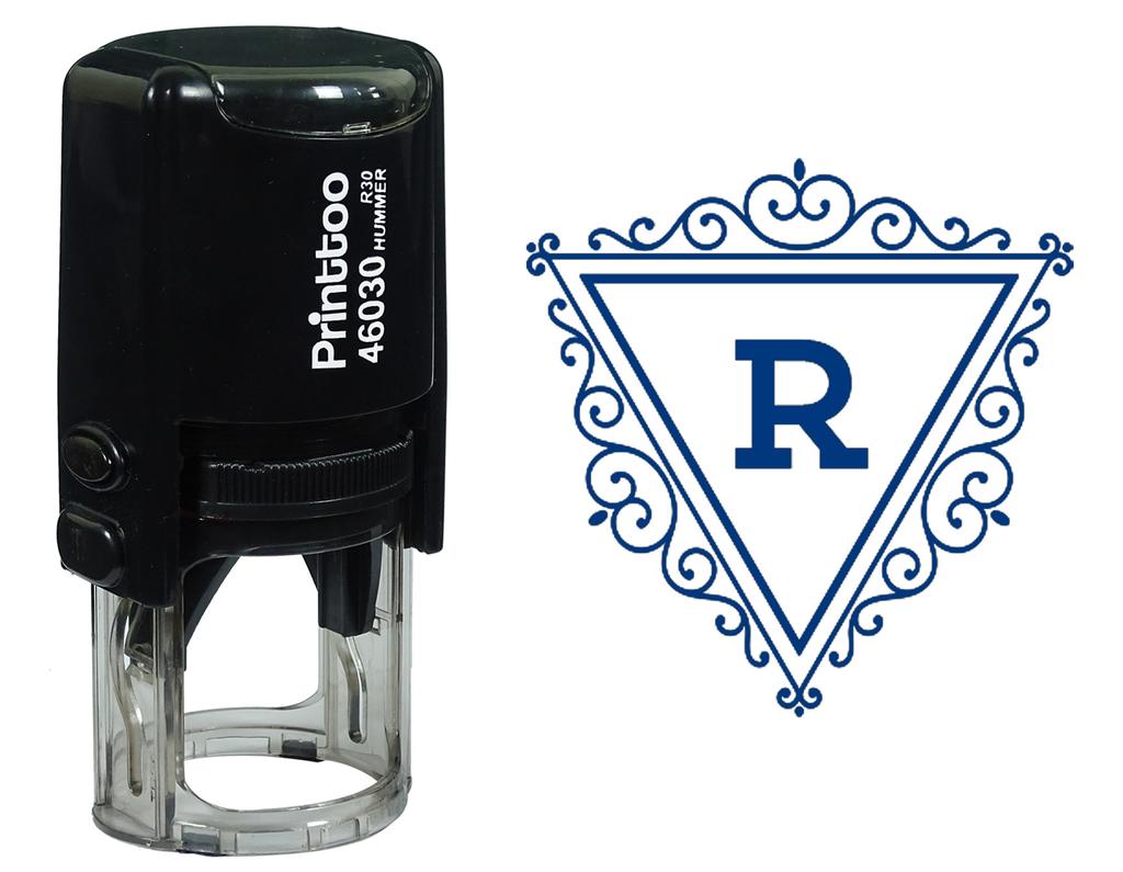 Printtoo R Alphabet Swirl Border Triangle Monogram Initial Self Inking Rubber Stamp Office