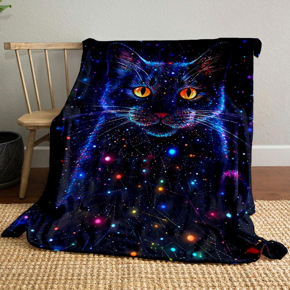 Cosmic Cat Galaxy Blanket bedroom Blanket for Livingroom Couch lunch break Soft throw for Friend's festival Gift