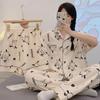Летняя модная пижама: Женский трехсекционный комплект с коротким рукавом и рисунком мультяшной собаки Пача, подходит для дома или улицы