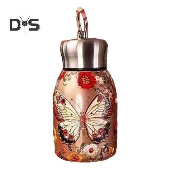 Термос с узором павлина из нержавеющей стали, винтажный цветок, термос, 300 мл, двухслойный изоляционный стеклянный чайник с герметичной крышкой