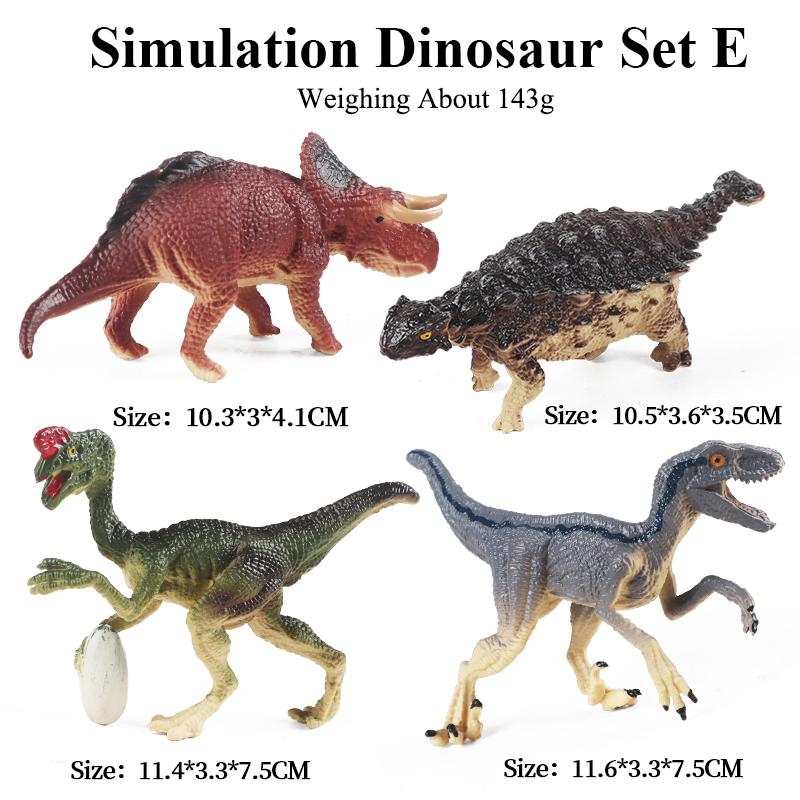 Oenux 4 шт. Маленький набор юрских динозавров Фигурка Тираннозавр Мозазавр Велоцираптор Карнотавр Модель животных Обучающая детская игрушка