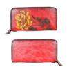 Vintage Design Flower Pattern Long Wallets for Women Genuine Leather Zipper Purse Fashion Card Holder GZW