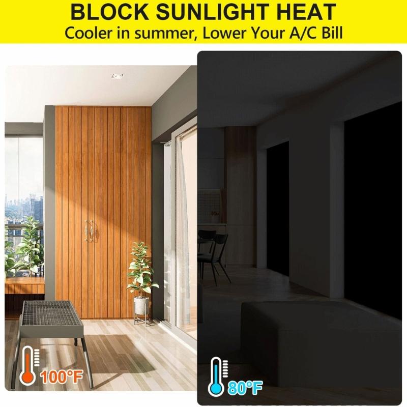 Durable Adhesive Light Reducing Curtain highlighting Silver Coating Repels Heat Works With Multiple Window Sizes 145x300cm