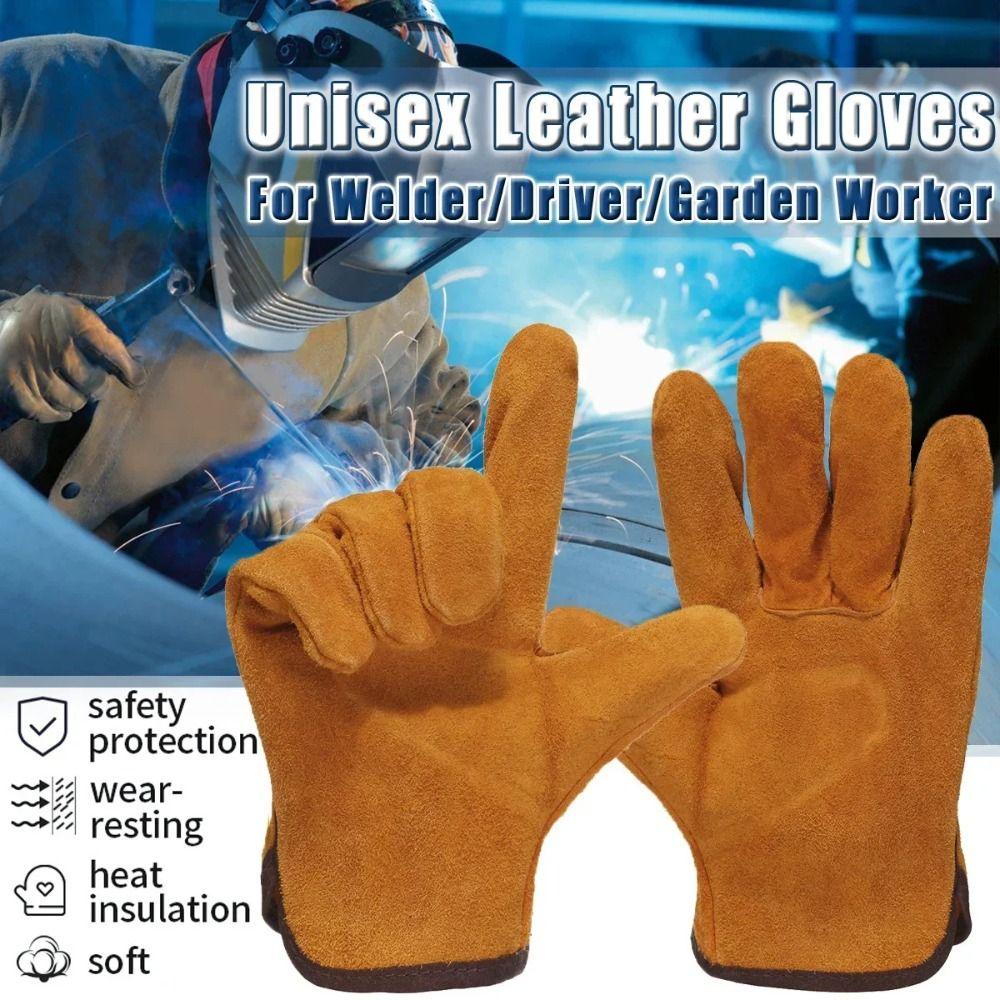 1 Pair Cow Leather Welding Gloves Fireproof Welder Gloves Durable Work Safety Glove Welding