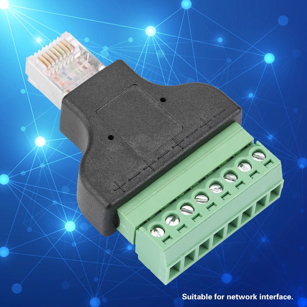 8P8C Ethernet RG-45 Male To Terminal 8 Pin Digital Adapter Connector Conversion