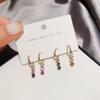 New Fashion Rainbow Colorful Cubic Zircon Hoop Earrings Set Fashion 4 -Piece Ear Sets Jewelry For Women Party Gifts