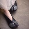 Women Genuine Leather Tabi Flats Woman Split Toe Pig Hoof Shoes Black Outdoor Walking Loafer Mary Janes Ballet Trainers Footwear
