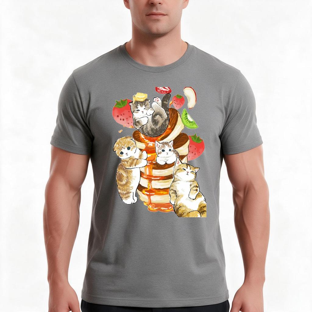 Mofu Sand Tshirt Summer Casual Cotton Tee Oversized Streetwear Tops Vintage Graphic Print Loose Fit Short Sleeve