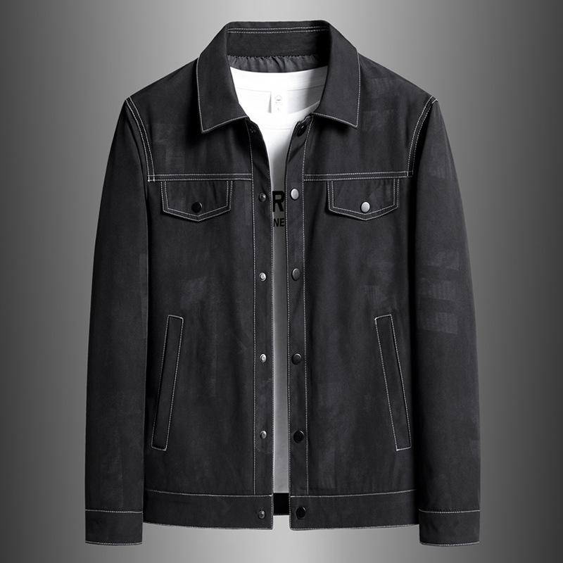 Autumn and Winter New All-print Lapel Jacket Men's Versatile Trendy Brand Jacket Hong Kong Style Top High-end Workwear Cardigan