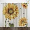 2 шт. штор с принтом в виде подсолнухов, декорированных в стиле ретро-сельской местности для спальни и гостиной.