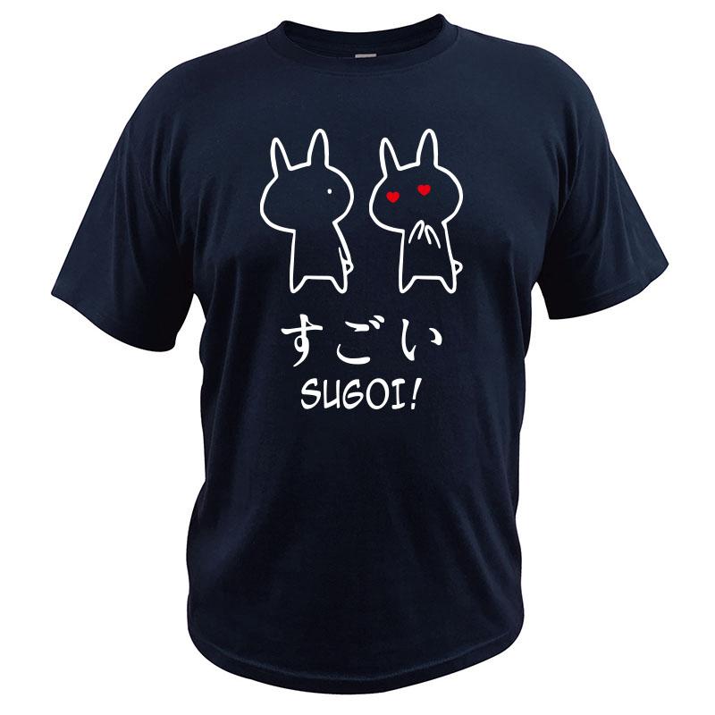 Sugoi Rabbit T Shirt Cute Anime Of Japan Original Design 100 Cotton Tee Tops Black Short