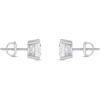 Jewels Prim 3.5 Ct Princess Cut Earrings Studs Real Solid 14K White Gold Screw Back Basket