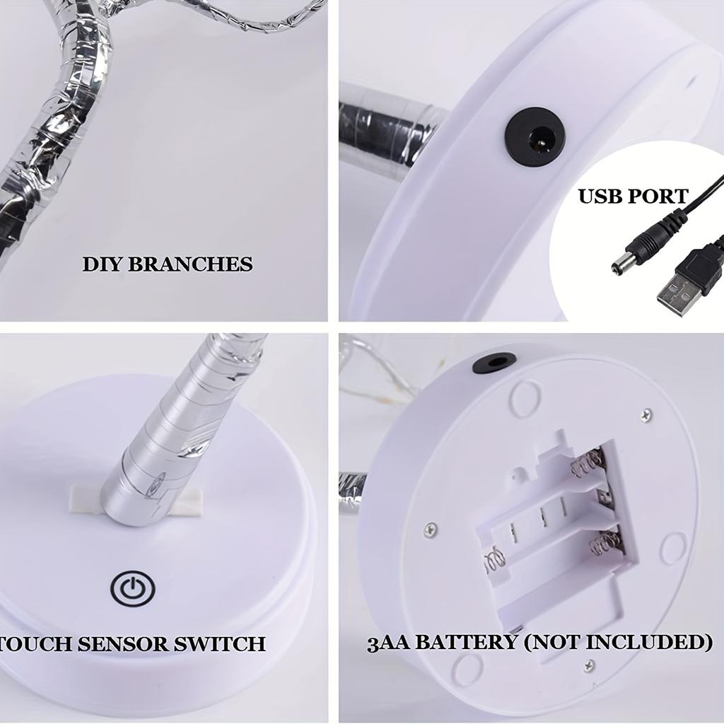 Настольные светильники для деревьев бонсай, светодиодные лампы для искусственного дерева своими руками, ночник на батарейках/USB для декора комнаты, домашнего декора, спальни, свадьбы