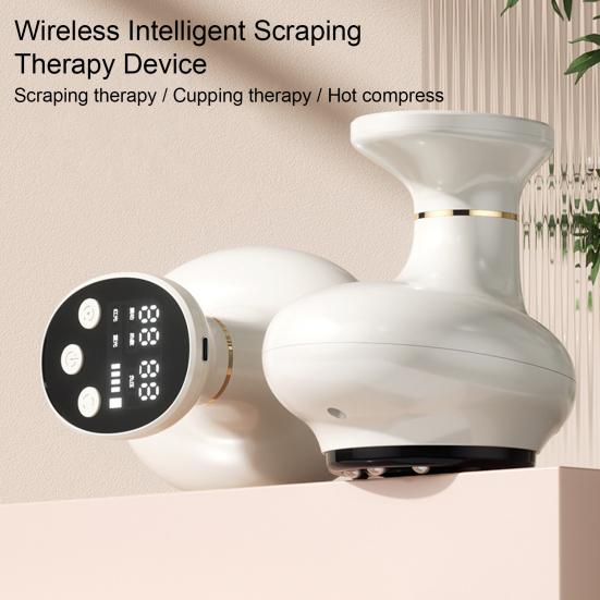 Electric Gua Sha Device LED Display USB Rechargeable Portable Travel Cordless Heating Vibration Massage Cupping Machine Tools