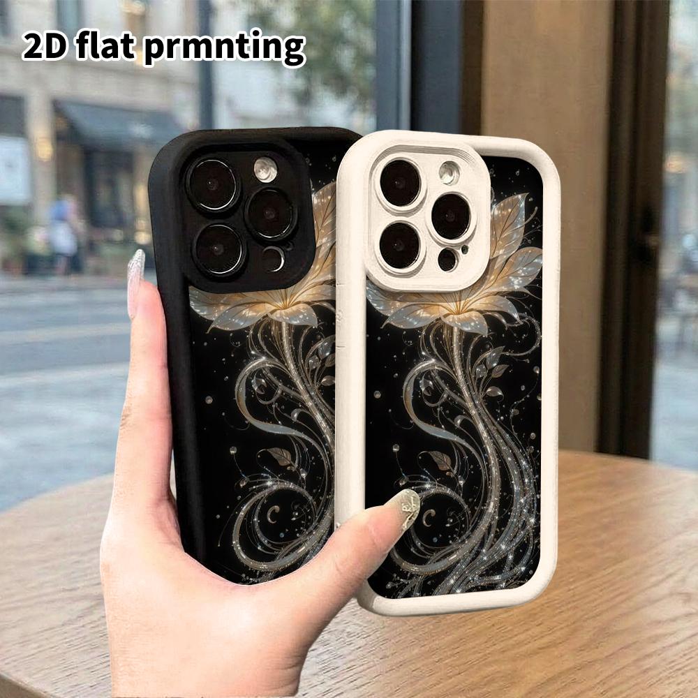 Phone case: 2D flat design suitable for iPhone 18 17 16 15 14 13 Pro tiered protective case, crystal lotus, Christmas and Halloween gifts