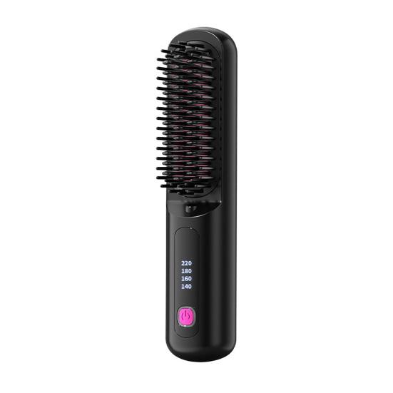 Cordless Hair Straightener Brush with 3 Temperature Settings Portable Mini Hair Straightening Comb Rechargeable Fast Heating Electric Hot Brush