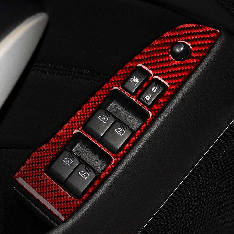 For Infiniti G37 07-13 Red Soft Carbon Fiber Air Conditioner Radio Window Lift Speaker Gear Trim Cover Car Interior